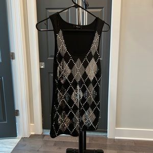 Express Black Tank Top with Silver Sequins